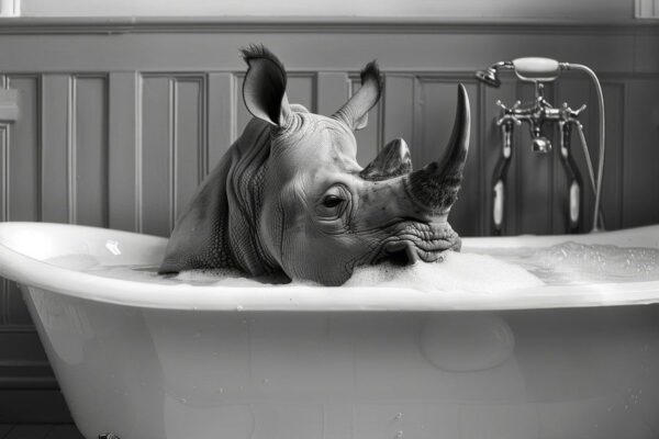 Nashorn in der Badewanne - Ein einzigartiges Badezimmerbild für Ihr WC