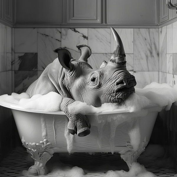 Nashorn in der Badewanne - Ein einzigartiges Badezimmerbild für Ihr WC