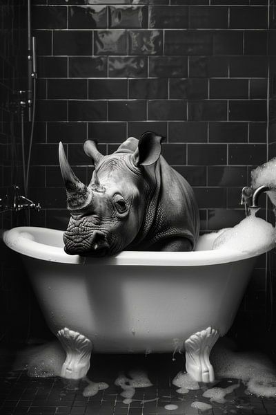 Nashorn in der Badewanne - Ein einzigartiges Badezimmerbild für Ihr WC