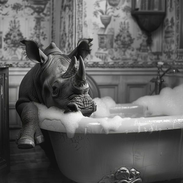 Nashorn in der Badewanne - Ein einzigartiges Badezimmerbild für Ihr WC