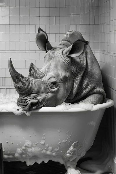 Nashorn in der Badewanne - Ein einzigartiges Badezimmerbild für Ihr WC