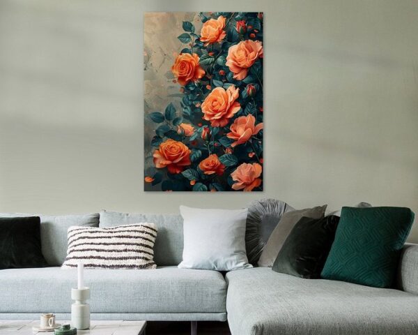 Orange Roses in Artistic Arrangement on Textured Background