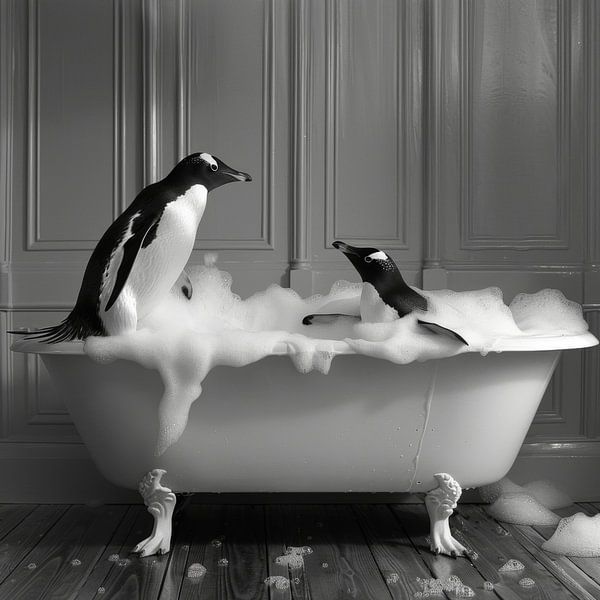 Pinguin in der Badewanne - Ein bezauberndes Badezimmerkunstwerk für Ihr WC