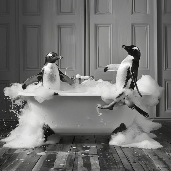 Pinguin in der Badewanne - Ein bezauberndes Badezimmerkunstwerk für Ihr WC