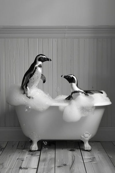 Pinguin in der Badewanne - Ein bezauberndes Badezimmerkunstwerk für Ihr WC