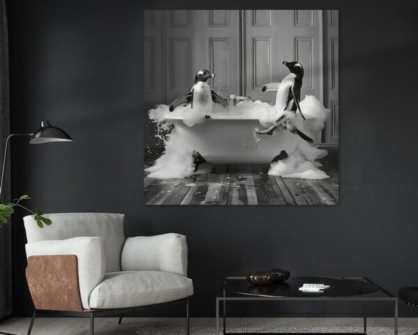 Pinguin in der Badewanne - Ein bezauberndes Badezimmerkunstwerk für Ihr WC