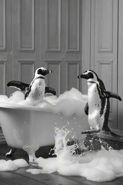 Pinguin in der Badewanne - Ein bezauberndes Badezimmerkunstwerk für Ihr WC