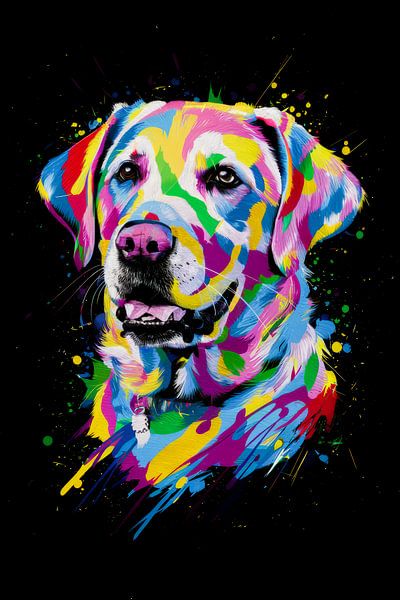 Pop Art Bunter Labrador Traum - Abstraktes Hundekunstwerk für Tierliebhaber