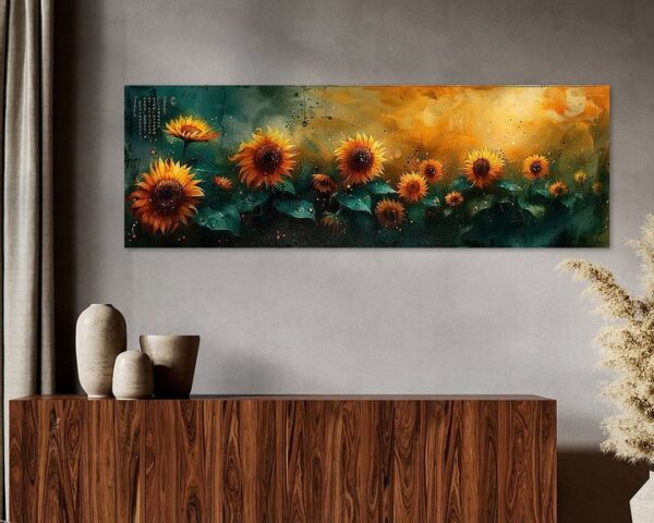 Strahlende Sonnenblumen auf abstraktem Aquarellhintergrund