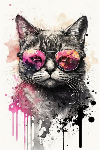 Trendige Katze mit Pinker Sonnenbrille