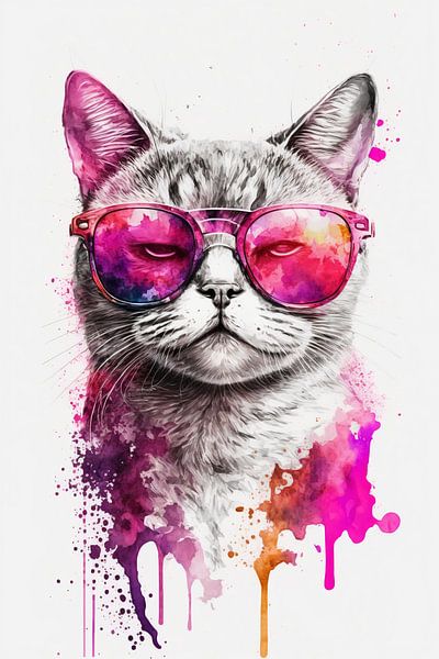 Trendige Katze mit Pinker Sonnenbrille