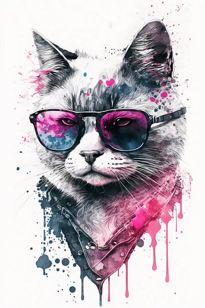 Trendige Katze mit Pinker Sonnenbrille