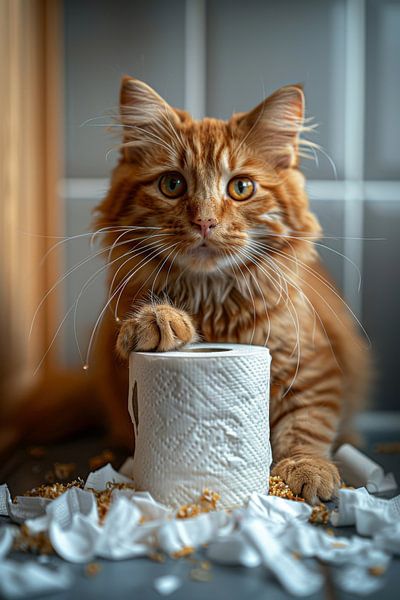 Verspielter Kater Macht Unordnung Im Badezimmer