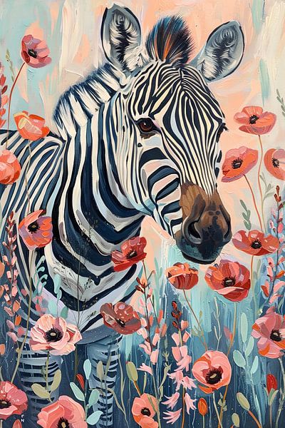 Zebra mit Blumen