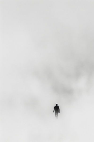 Einsamer Spaziergang im Nebel - Mystische Schwarzweiß-Fotografie