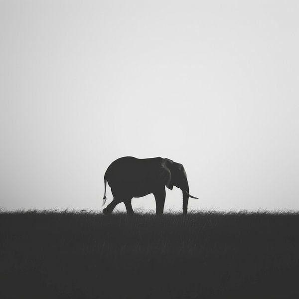 Elefanten-Silhouette in Schwarz-Weiß