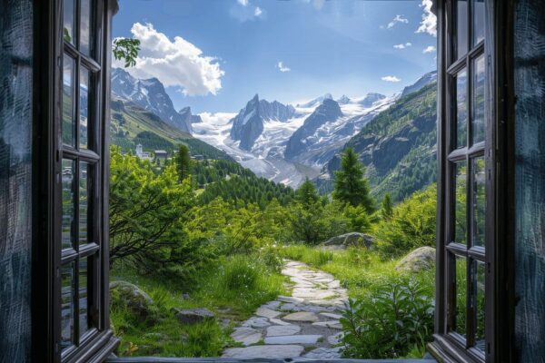 Fensterblick auf die Alpen