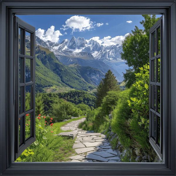 Fensterblick auf die Alpen