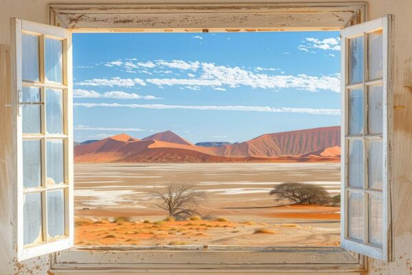 Fensterblick auf die Namib-Wüste