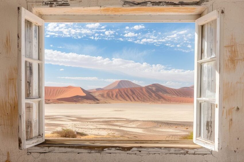 Fensterblick auf die Namib-Wüste