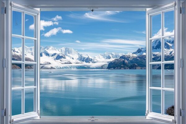 Fensterblick auf Gletscher