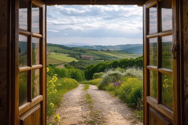 Fensterblick auf ländliche Idylle