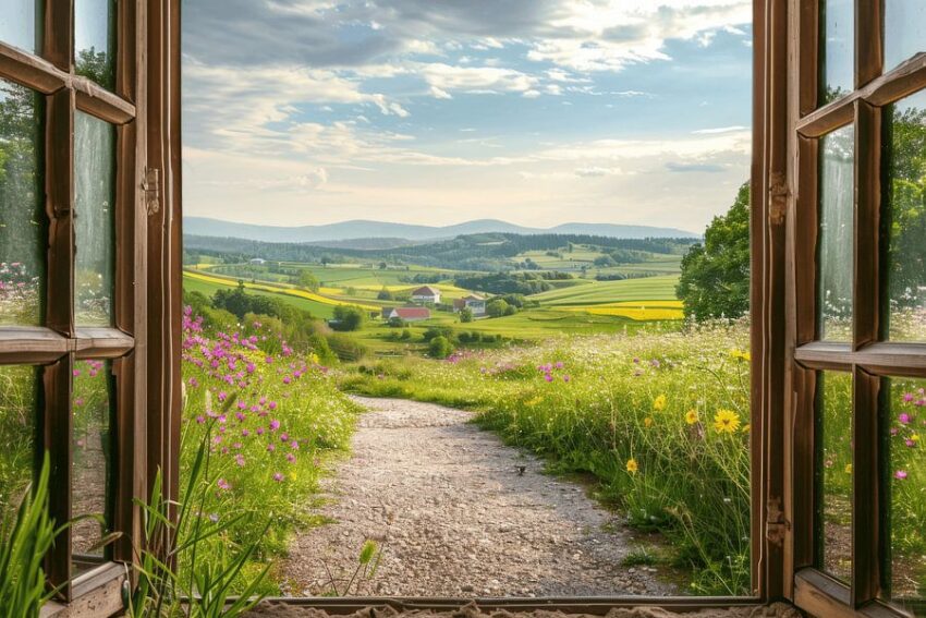 Fensterblick auf ländliche Idylle