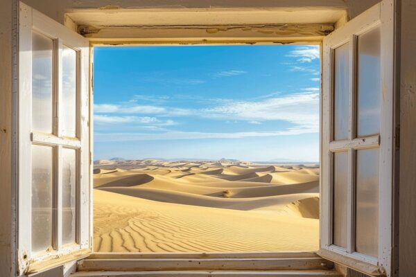 Fensterblick auf Wüste