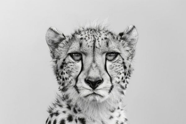 Gepard Portrait in Schwarz-Weiß