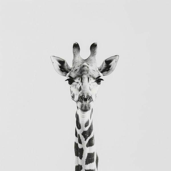 Giraffe in Schwarz-Weiß - Minimalistische Tierkunst