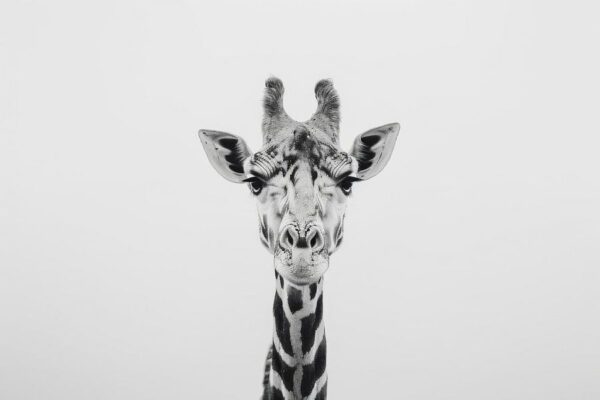 Giraffe in Schwarz-Weiß - Minimalistische Tierkunst