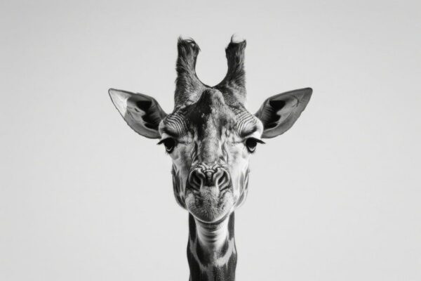 Giraffe in Schwarz-Weiß - Minimalistische Tierkunst