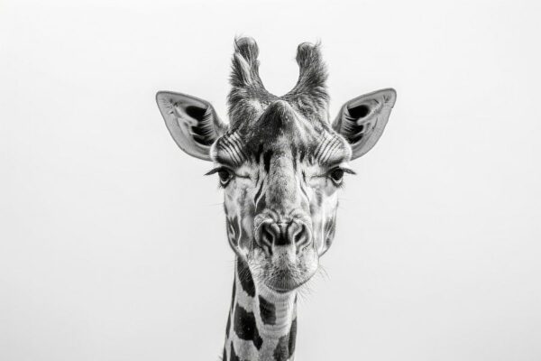 Giraffe in Schwarz-Weiß - Minimalistische Tierkunst