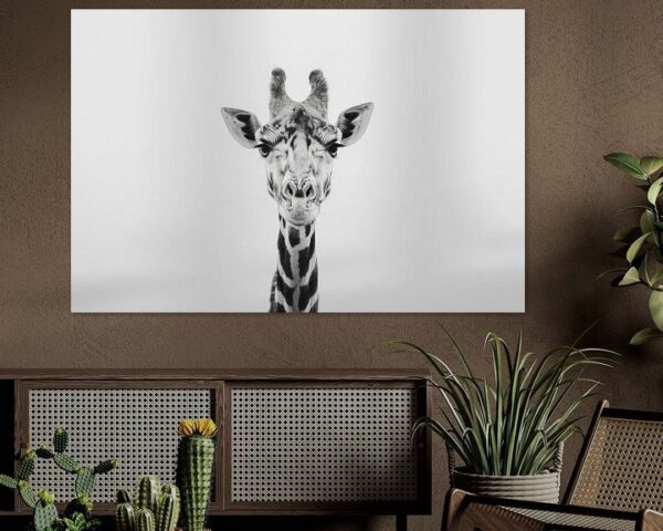 Giraffe in Schwarz-Weiß - Minimalistische Tierkunst