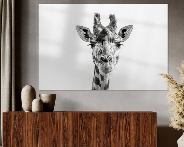 Giraffe in Schwarz-Weiß - Minimalistische Tierkunst