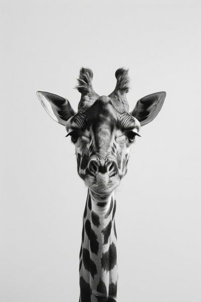 Giraffe in Schwarz-Weiß - Minimalistische Tierkunst