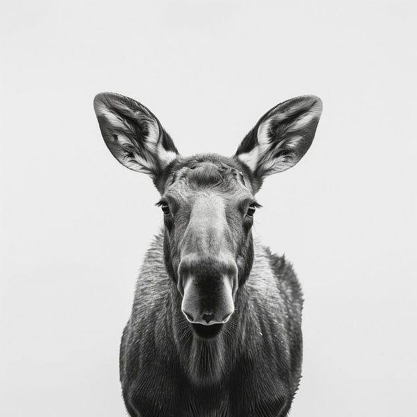 Imposanter Elch - Schwarzweißfotografie für Wildnisliebhaber