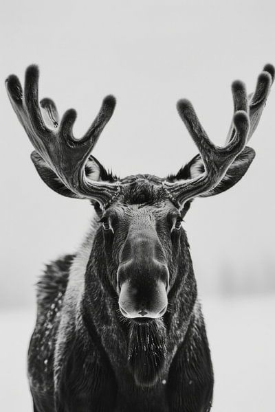 Imposanter Elch - Schwarzweißfotografie für Wildnisliebhaber