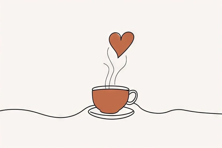 Kaffee Line Art für Café Liebhaber