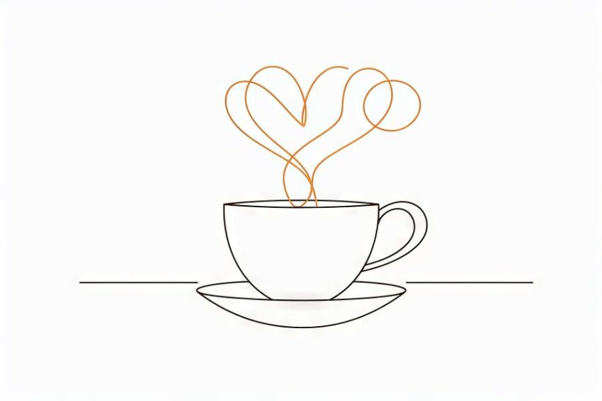 Kaffee Line Art für Café Liebhaber