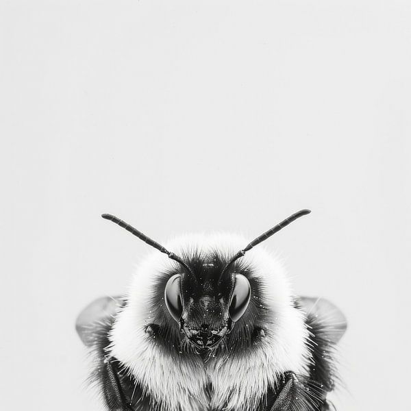 Makroaufnahme einer Hummel in Schwarz-Weiß