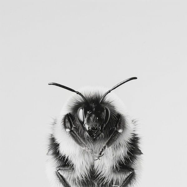 Makroaufnahme einer Hummel in Schwarz-Weiß