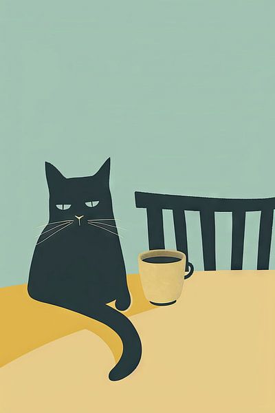 Minimalistische Katze- und Kaffeeliebhaber