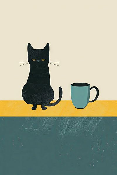 Minimalistische Katze- und Kaffeeliebhaber