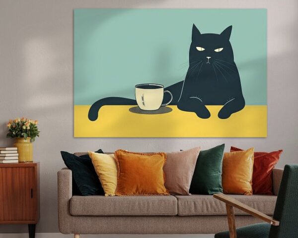 Minimalistische Katze- und Kaffeeliebhaber