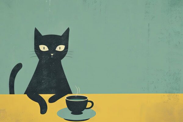 Minimalistische Katze- und Kaffeeliebhaber