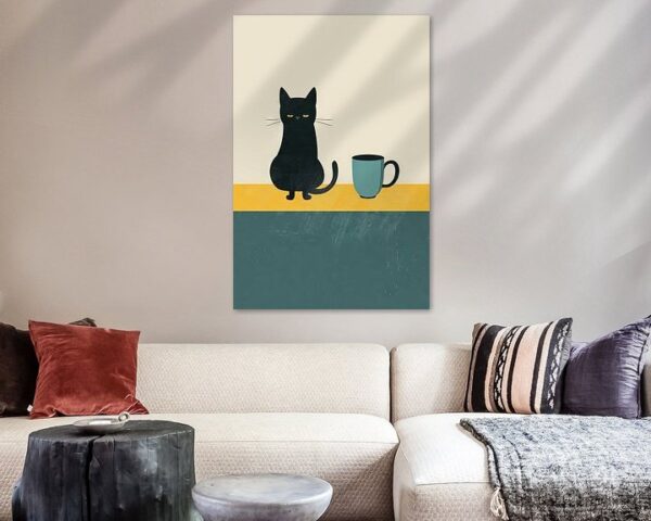 Minimalistische Katze- und Kaffeeliebhaber