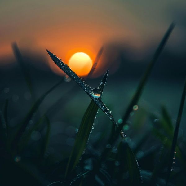 Morgentau in der Dämmerung - Naturfotografie für Ihr Zuhause