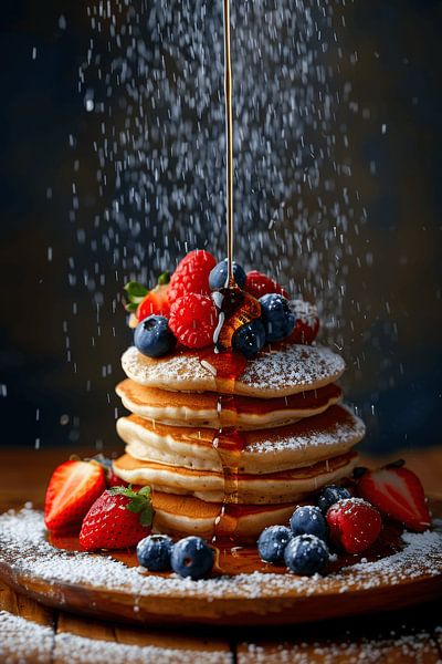 Pancakes mit Beeren und Sirup