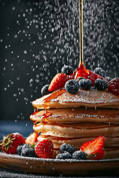 Pancakes mit Beeren und Sirup